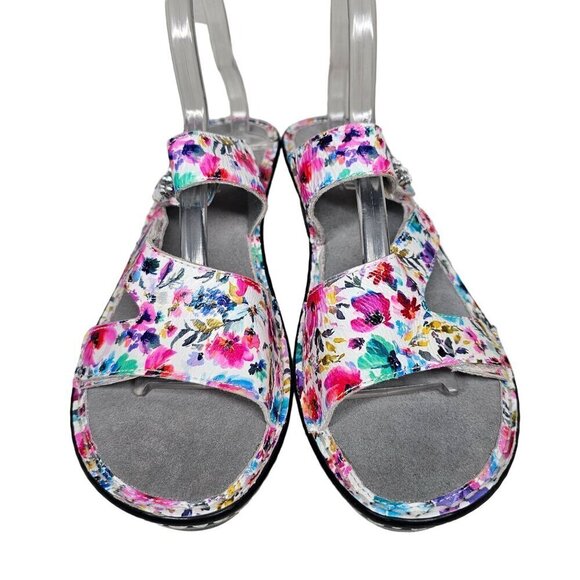 Alegria by PG Lite Loti Leather Blooms Floral Wedge Slide Sandal Multicolor 42 - Picture 2 of 12
